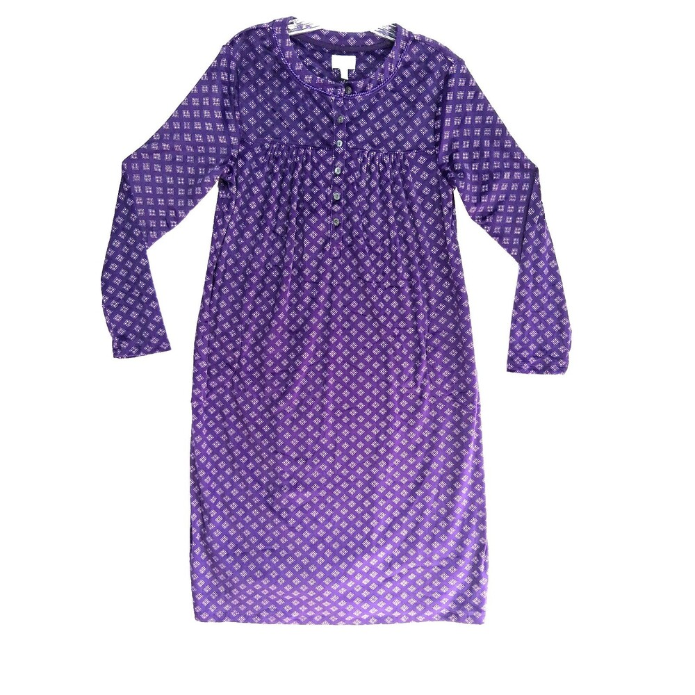 New Aria Purple Fleece Nightgown Soft Pockets Winter Cozy Women Small